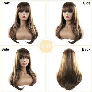 Brown synthetic wig